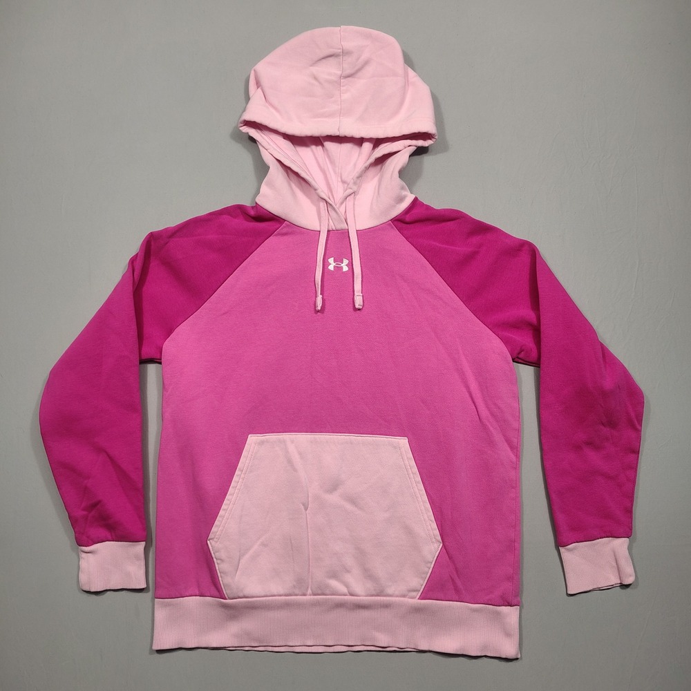 Under Armour Hoodie Womens M Colorblock Fleece Pullover Pink 1385889